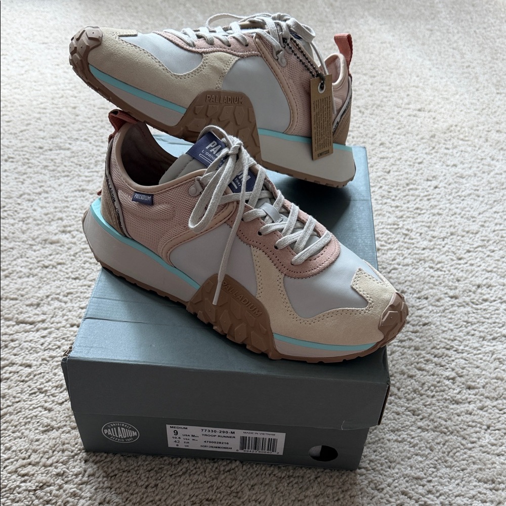 Palladium Beige, Light Blue & Tan Women's Sneakers